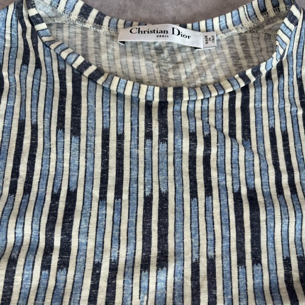 Rare Christian Dior Palm Tree Womens Shirt XS Blue - Picture 2 of 8